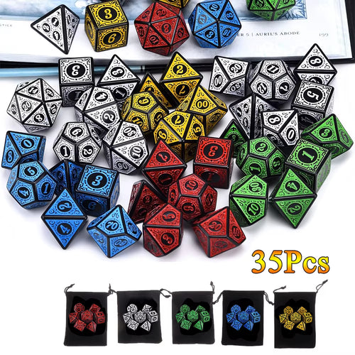 7/21/35-Piece Complete DND Dice Set with D4 D6 D8 D10 D12 D20 Polyhedral RPG Dice for Tabletop Games D&D Board Games Teaching