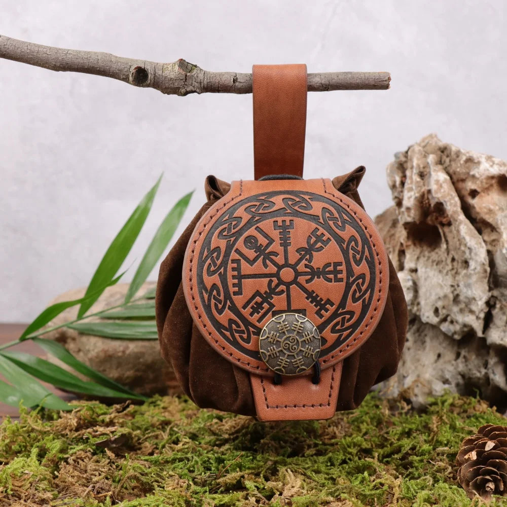 Medieval Viking Style Belt Pouch for Coins, Can Hold a Phone Vintage Waist Bag for Cosplay Accessories Embossed Woven Casual Bag