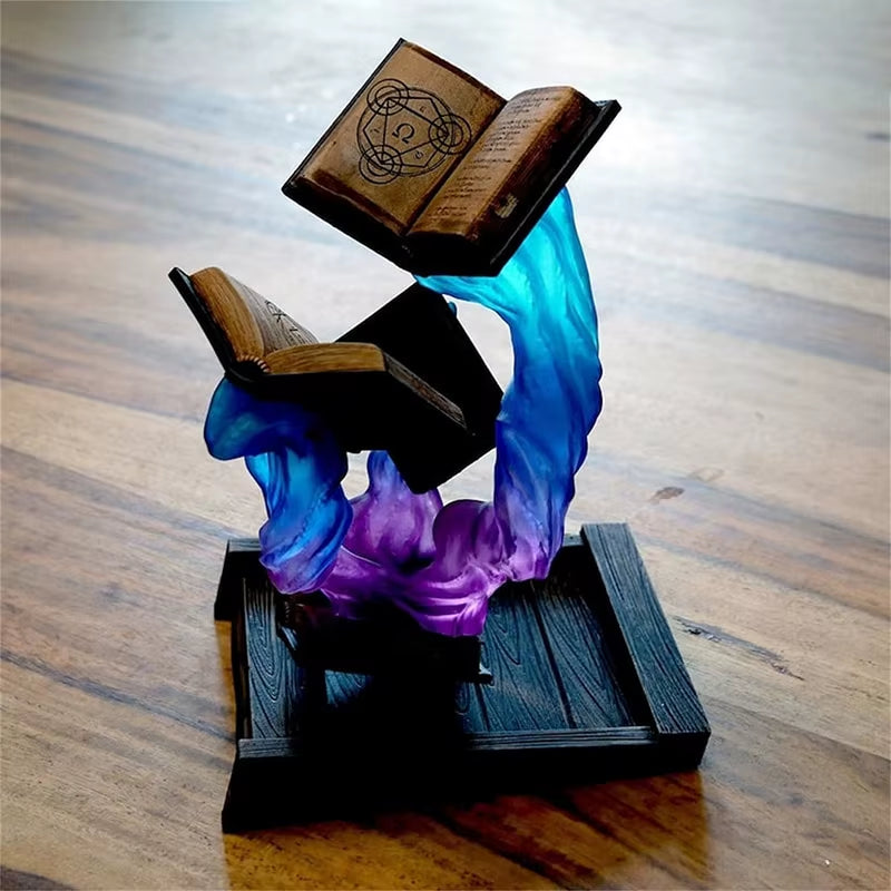 Tomes of Magics Dice Tower Magics Dice Tray Big Book Ornaments Large Garden Gnome Sculpture Statue Decoration for Game D&D RPG