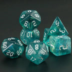 7 Pcs of New Double Colors Dice Polyhedral Gold Font Digital Dices Kit for TRPG RPG D20 D12 D10 D8 D6 D4 Table Game Board Gaming